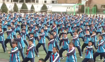 甘肃康乐县创新课间操,〈千字文〉武术操走红校园