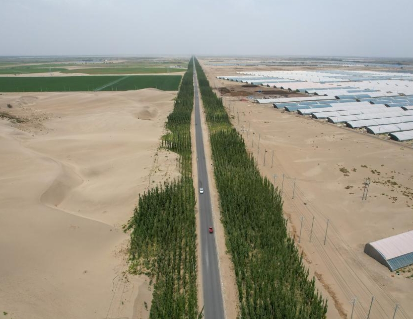 我国最大沙漠实现3046公里生态屏障全面锁边“合龙”(图1)